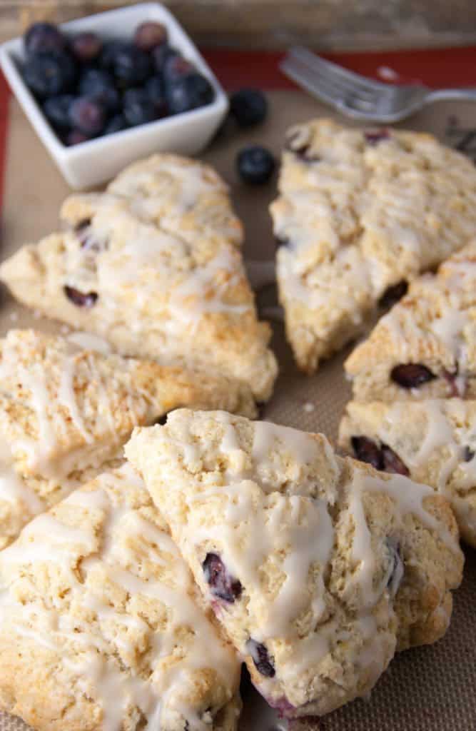 Blueberry Lemon Scones on a silicone baking mat