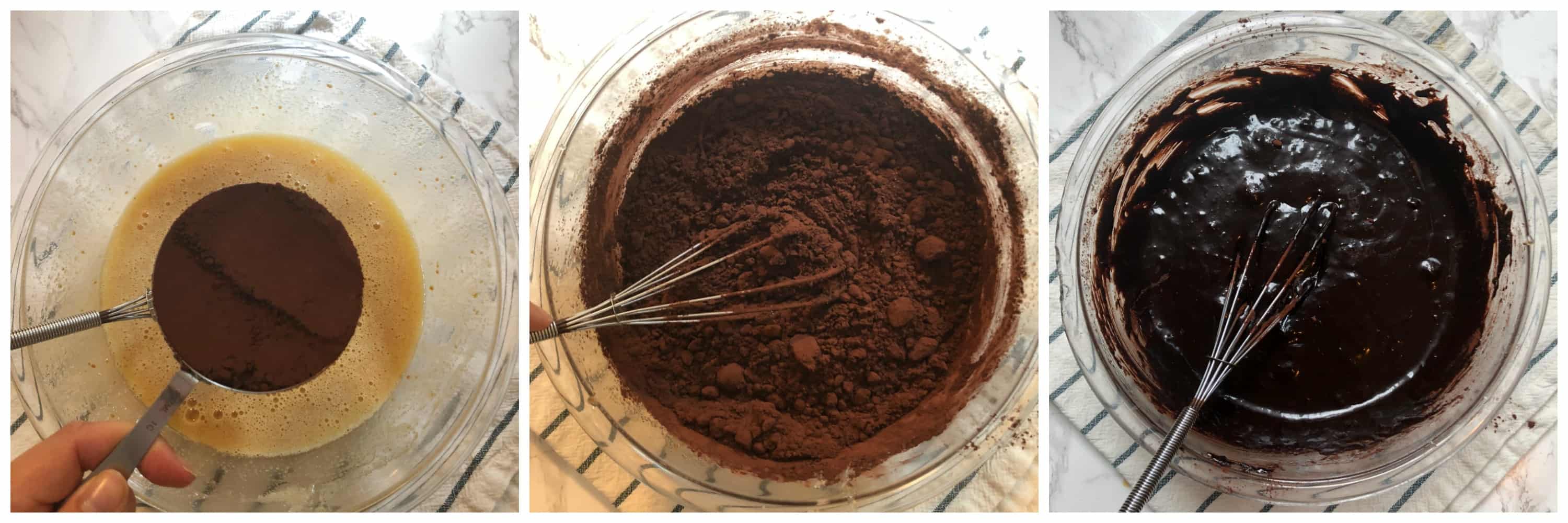 cocoa stirred into brownie batter