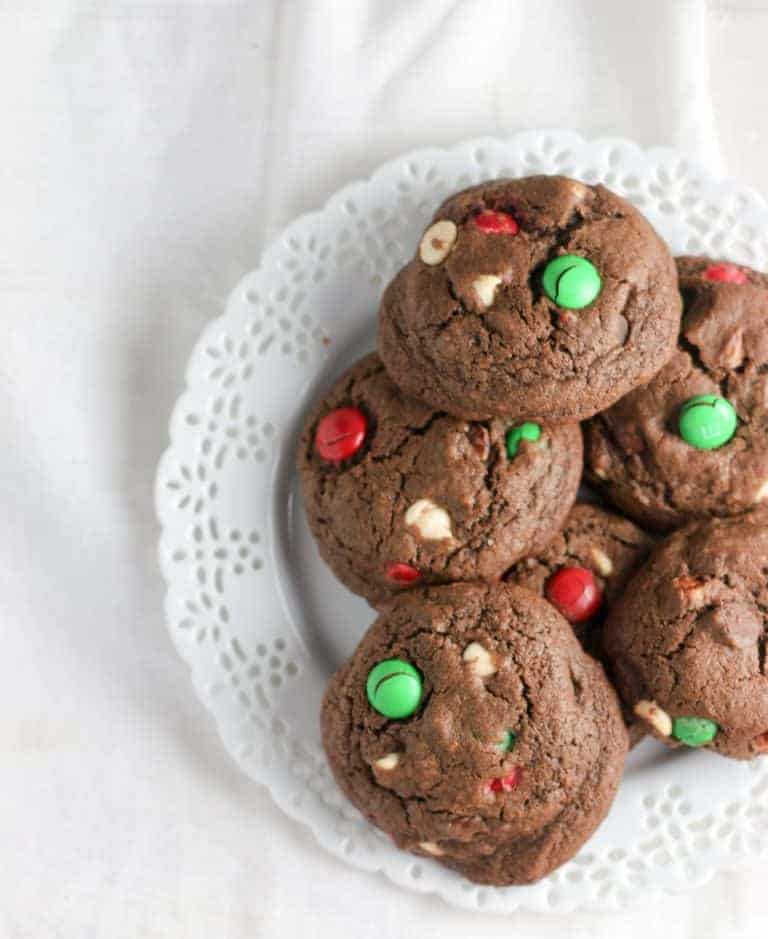 Chocolate M&M Pecan Cookies