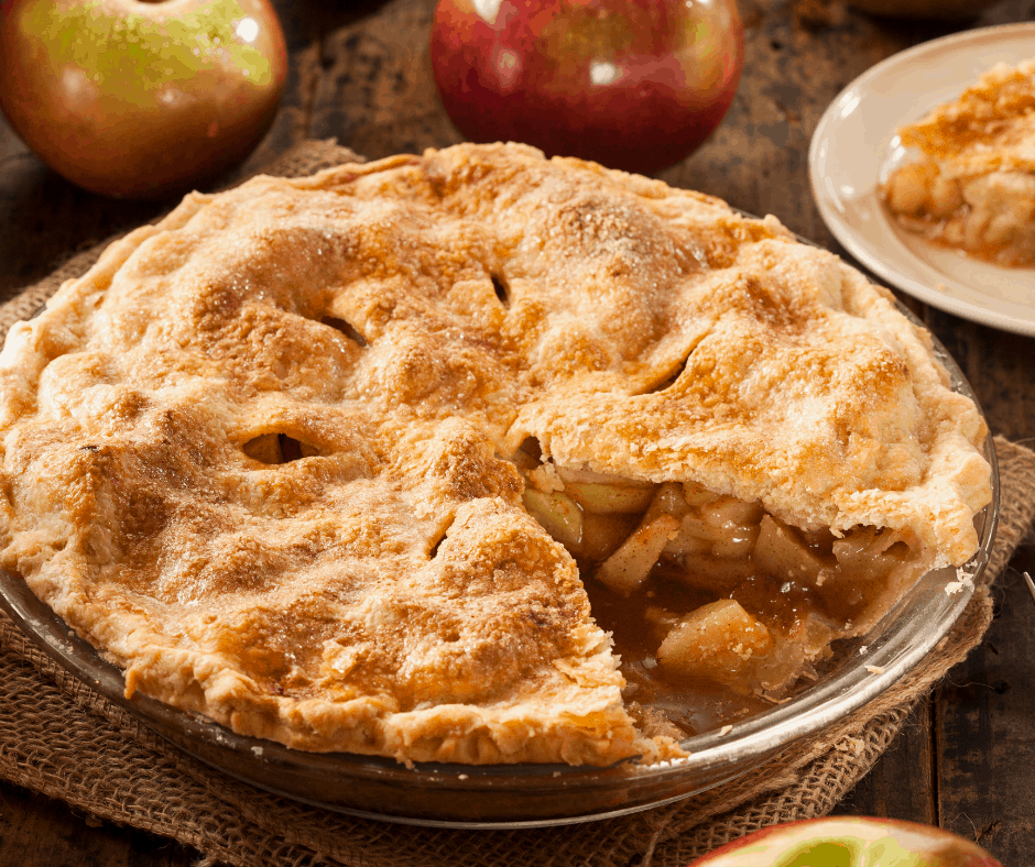 apple pie with a slice missing