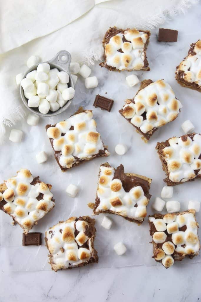 s'mores bars scattered about