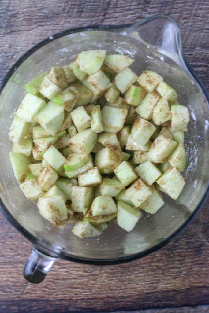 chopped apples in a bowl
