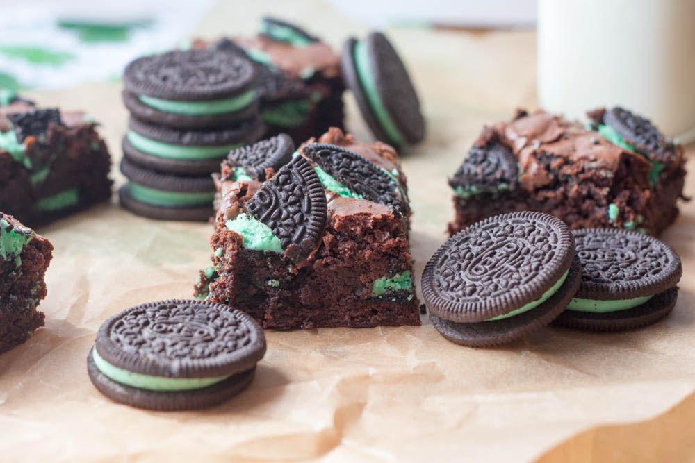 mint oreo brownies and mint oreo cookies