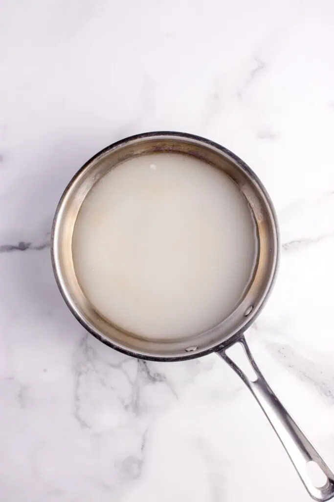 sugar and water in the saucepan