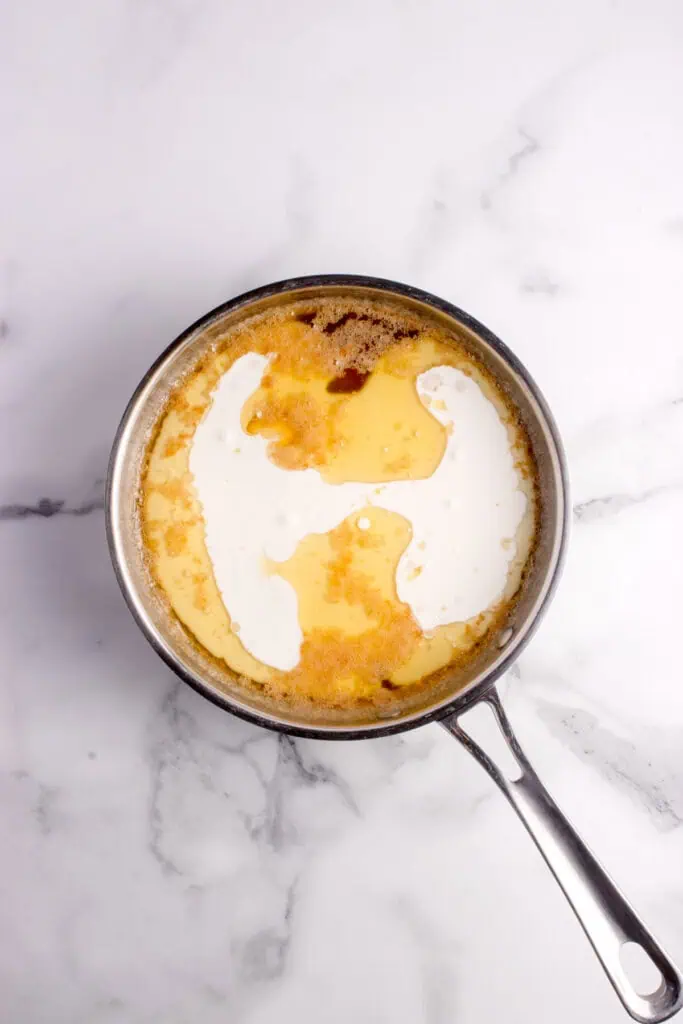 cream added to saucepan