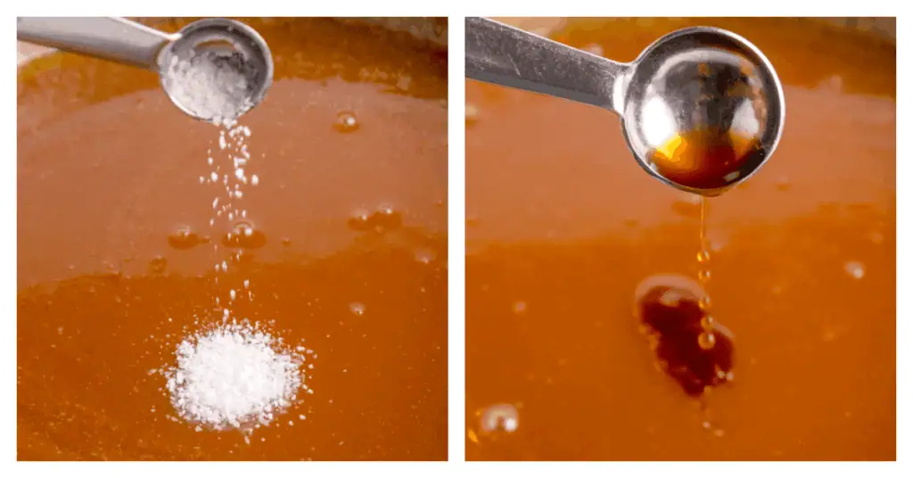 salt and vanilla added to the saucepan