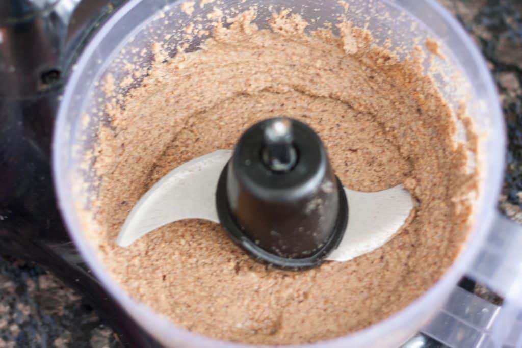 hazelnuts ground to paste in food processor