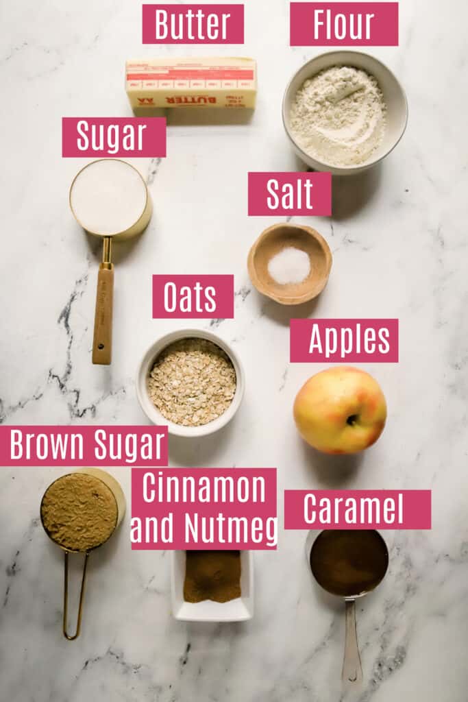 ingredients for caramel apple bars