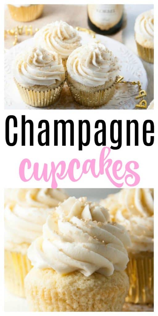 Champagne Cupcakes with Champagne buttercream - Perfect for New Year's eve!