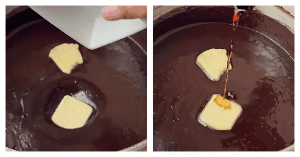 butter and vanilla added to the saucepan