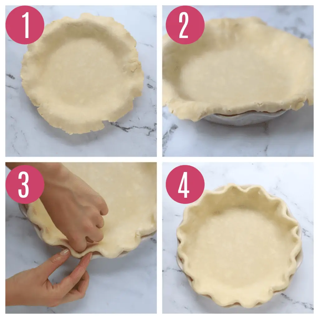 putting pie crust in plate