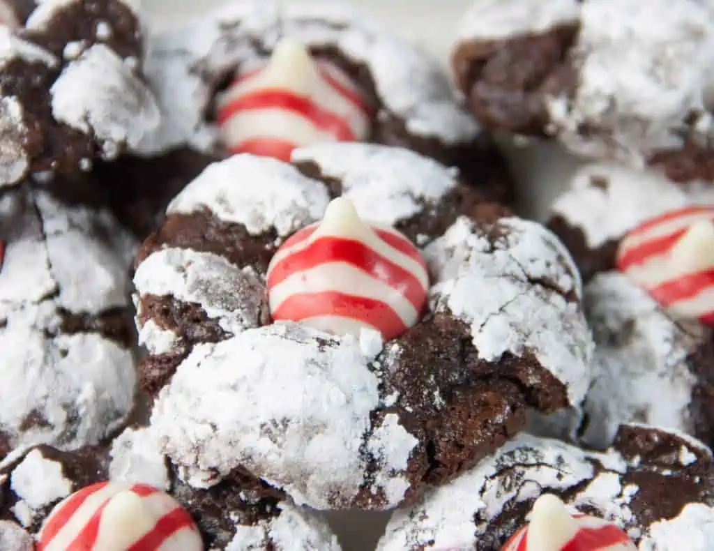 chocolate peppermint kiss cookie