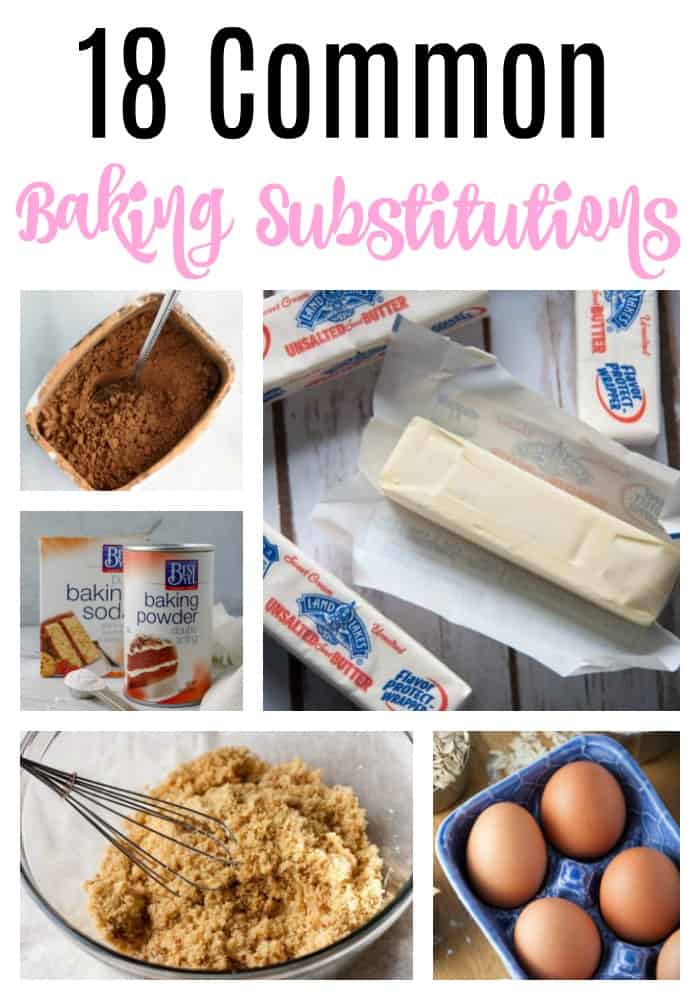 18 common baking substitutions pin collage