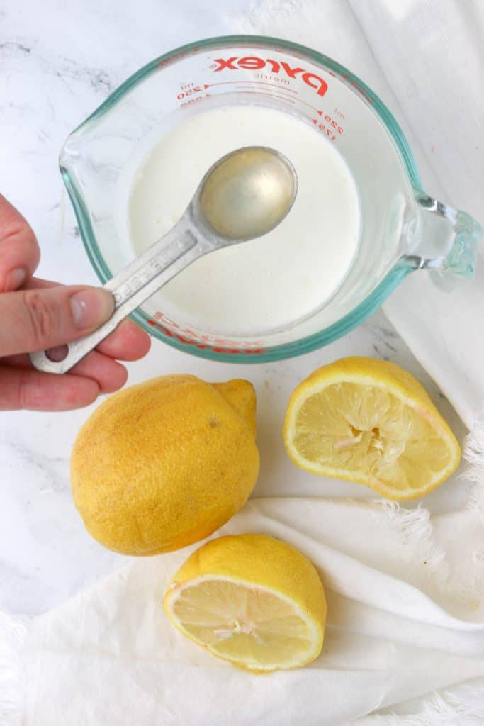 lemon juice added to milk