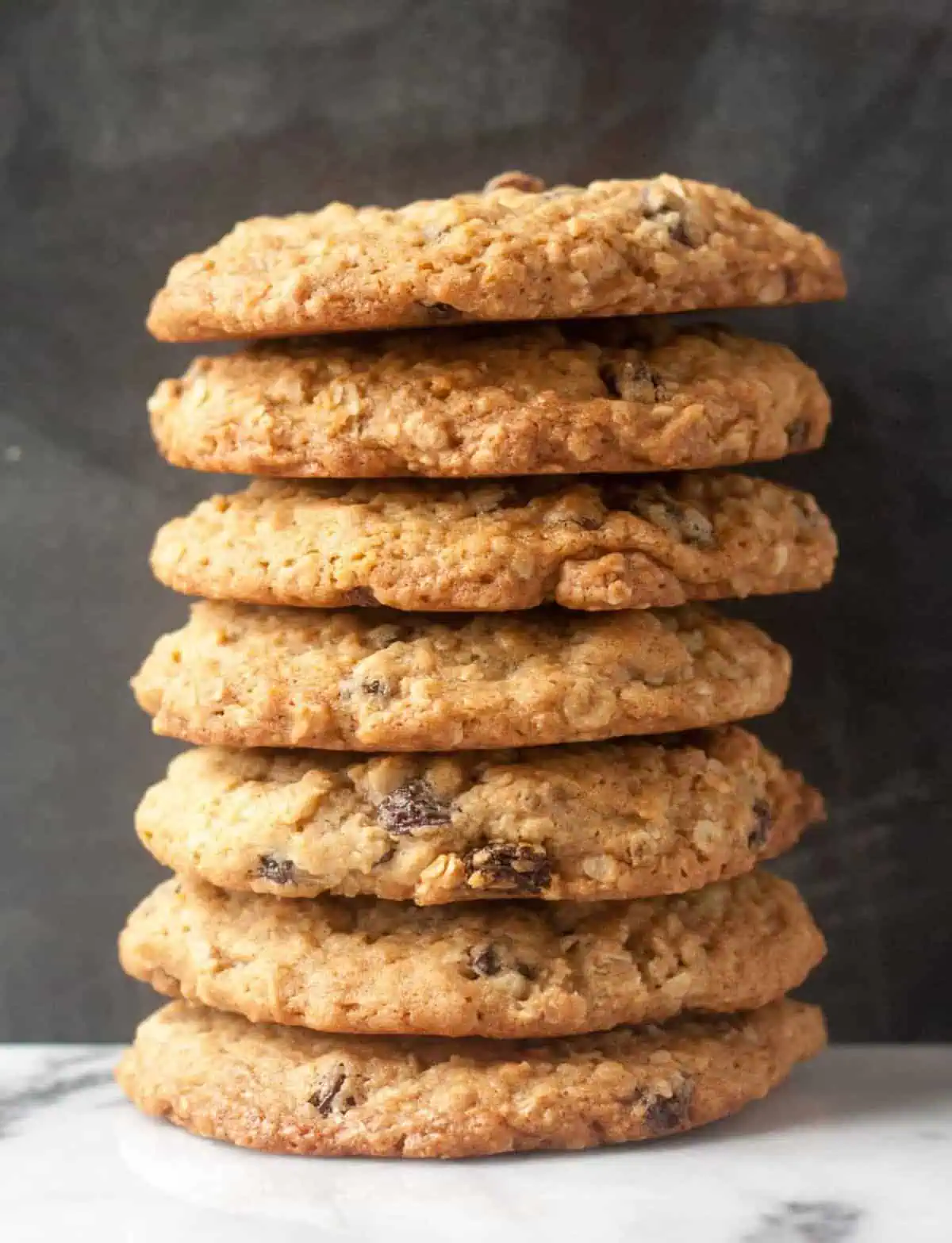 stack of oatmeal raisin cookies
