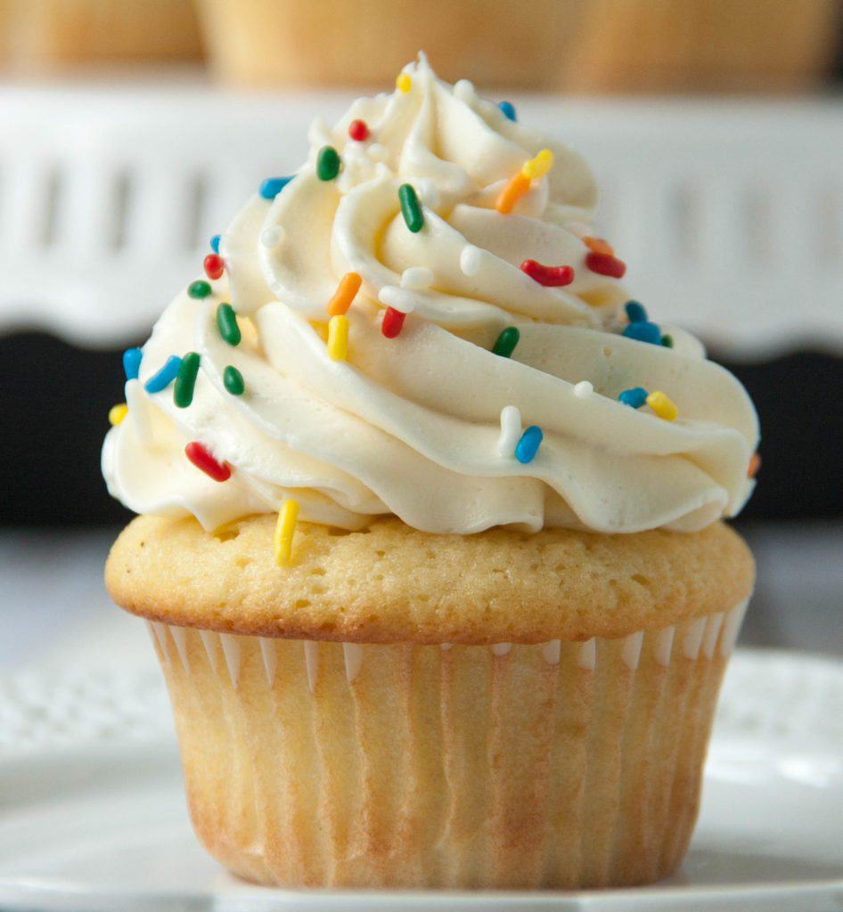 vanilla cupcake with Italian meringue buttercream