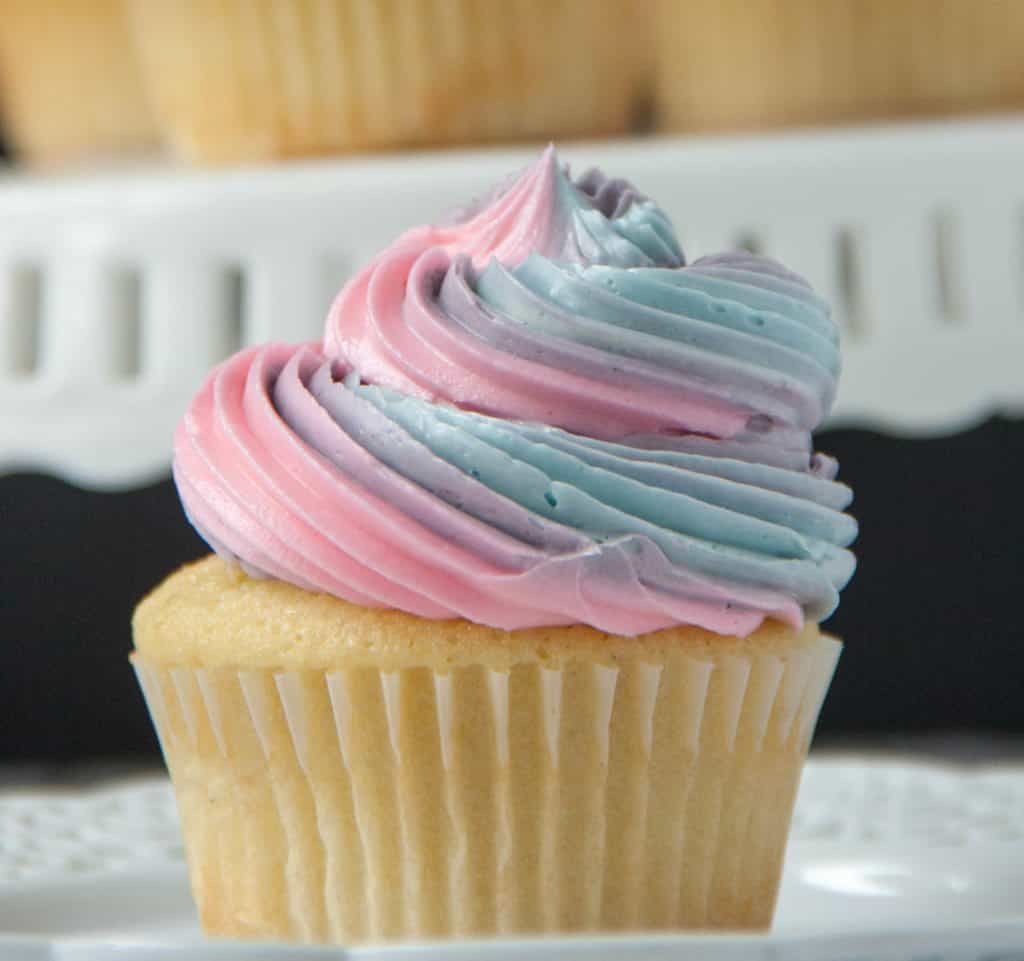 a cupcake with swirled buttercream