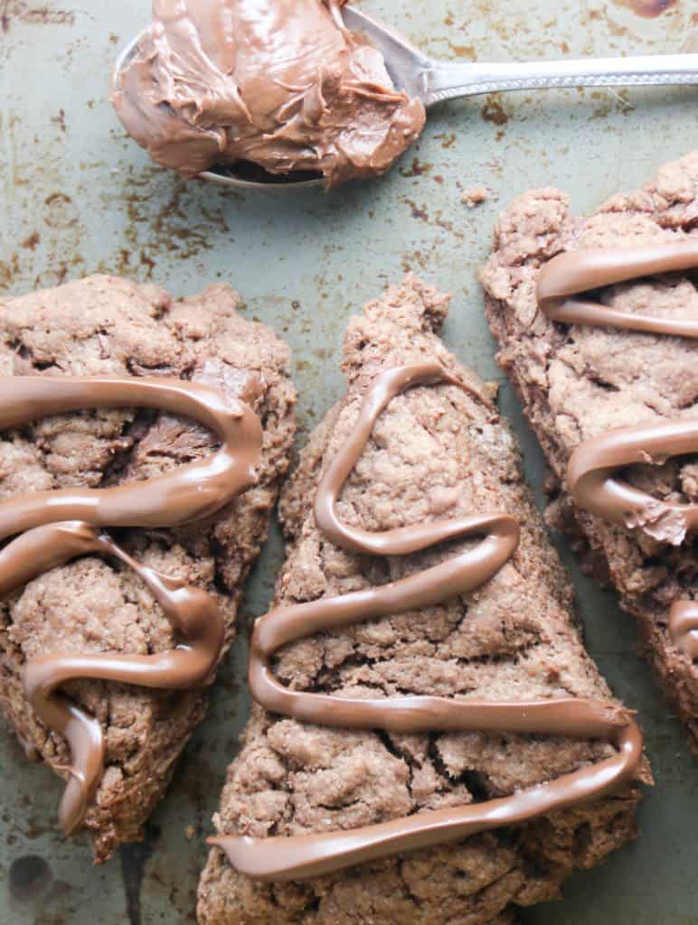 nutella scones and a spoonful of nutella