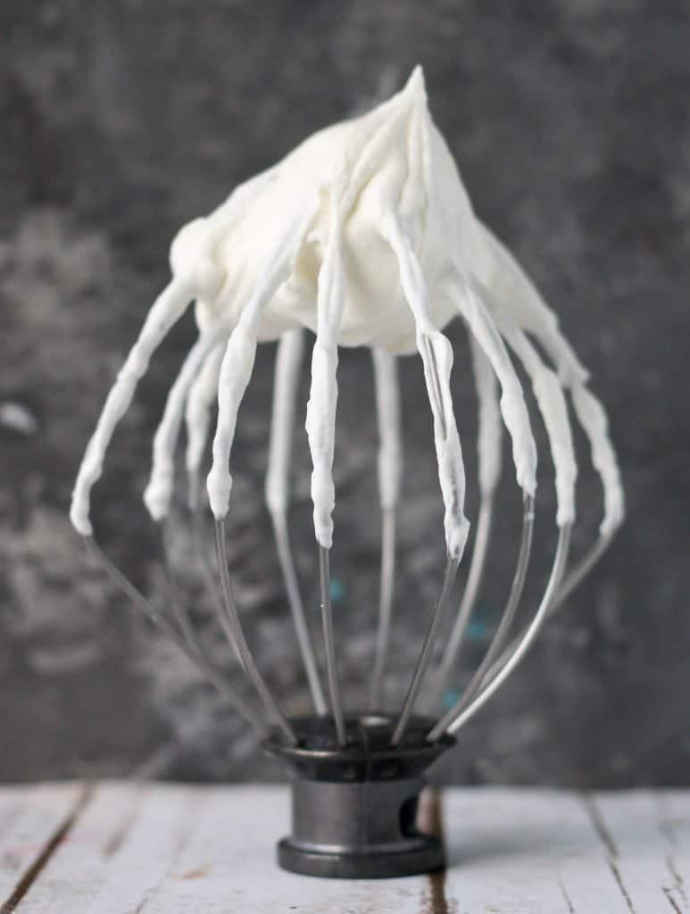 Stand mixer whisk attachment with whipped cream