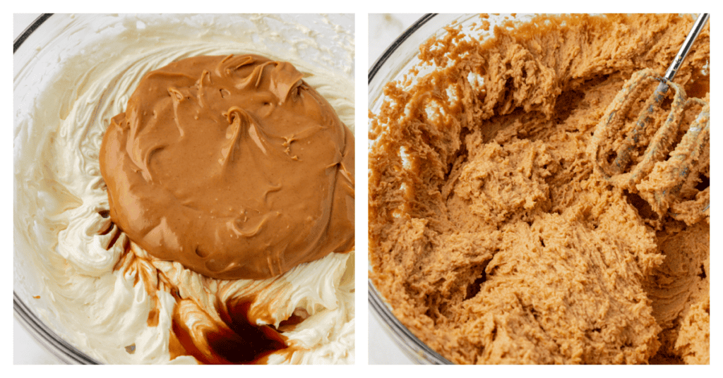 peanut butter and vanilla added to no bake cheesecake mixture