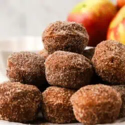 a stack of apple cider donut holes