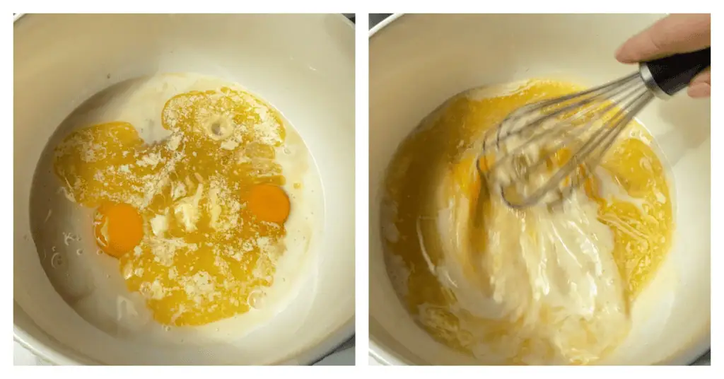 Apple Cider Donut Holes wet ingredients whisked together