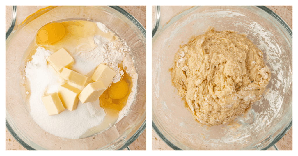 yeast dough mixed together in bowl