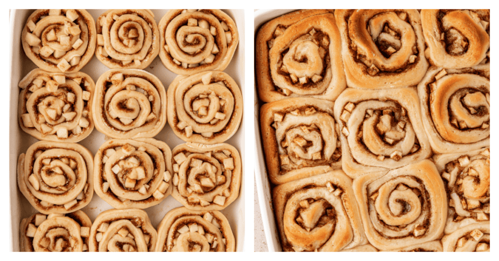apple cinnamon yeast rolls unbaked and baked