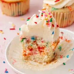 funfetti cupcake cut in half