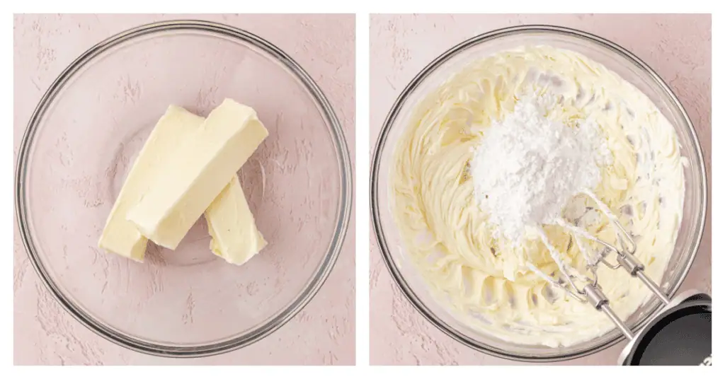 butter and powdered sugar creamed together