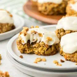 carrot cake oatmeal cookie on a plate