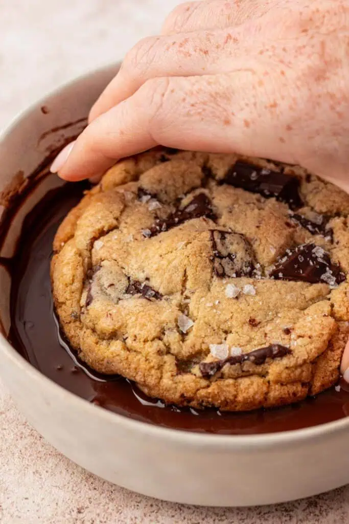 chocolate chip cookie dipped in chocolate