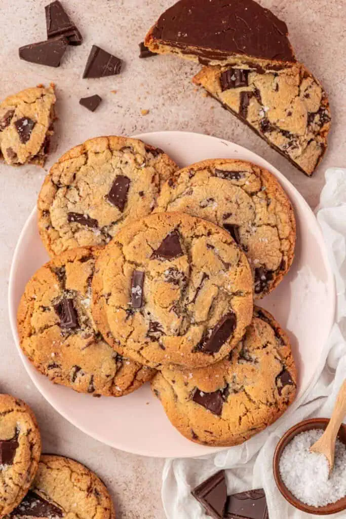 plate of jacque torres chocolate chip cookies