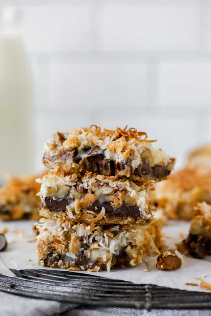 three seven layer bars stacked on top of each other