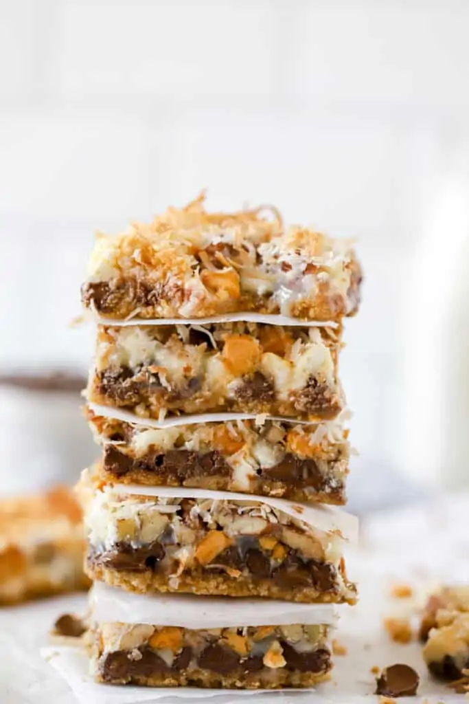 five seven layer bars stacked on top of each other