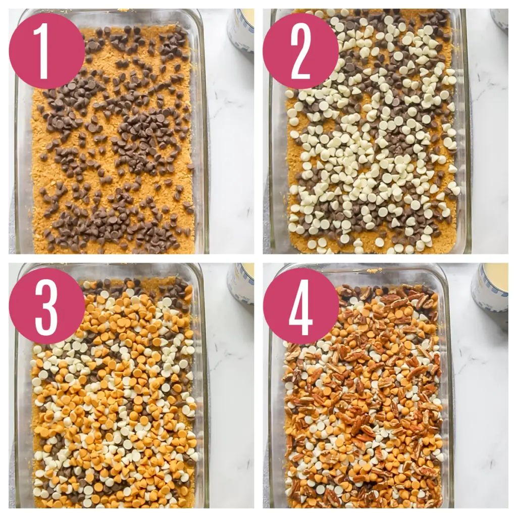 step by step photos of making seven layer bars