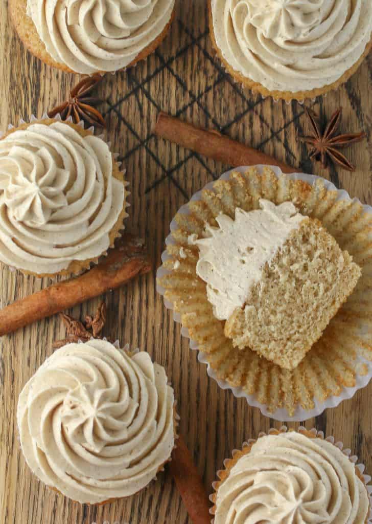 apple cider cupcakes on a cutting board