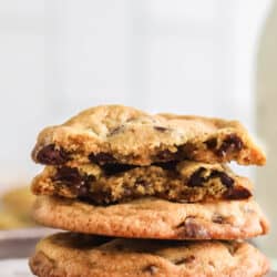 stack of brown sugar chocolate chip cookies