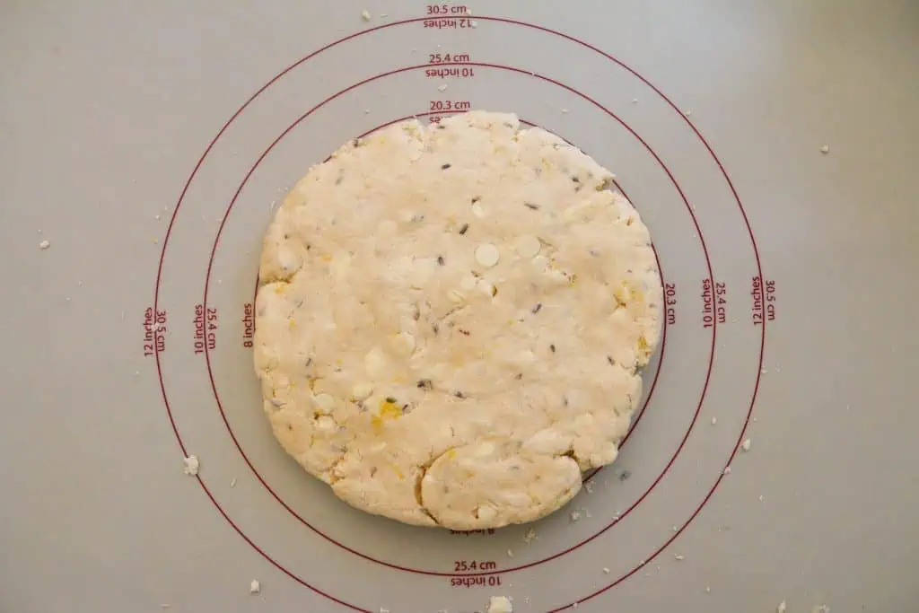scone dough in a circle