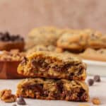 two levain cookie halves stacked