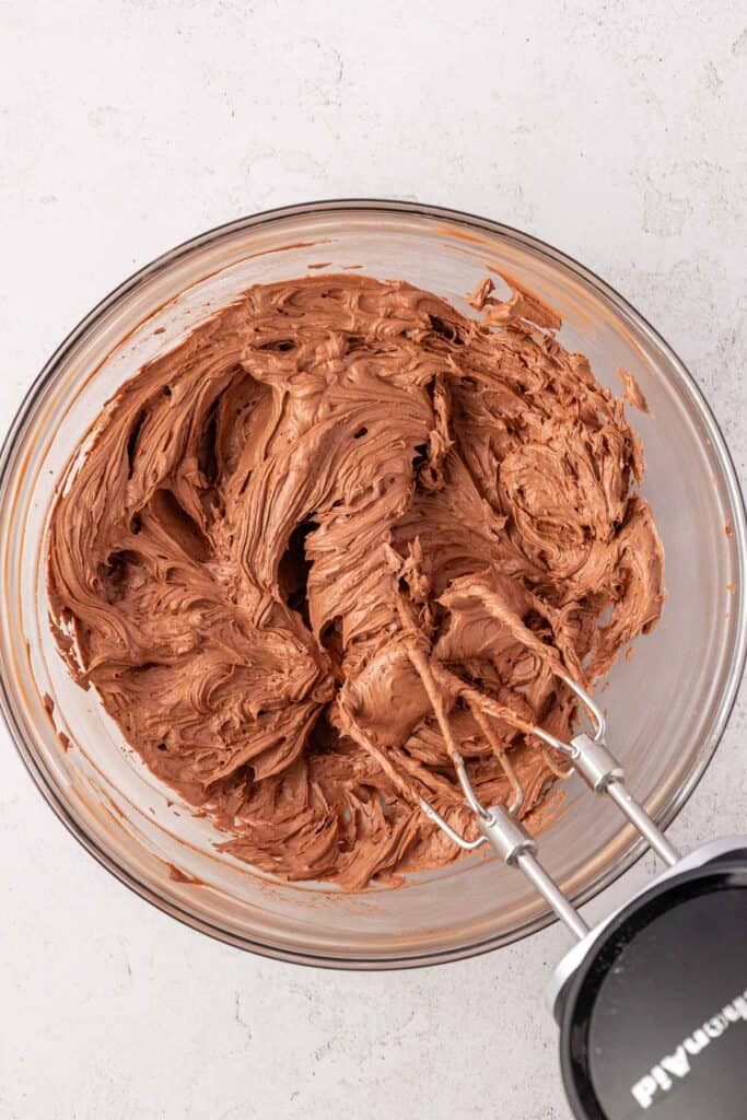 chocolate frosting in a bowl
