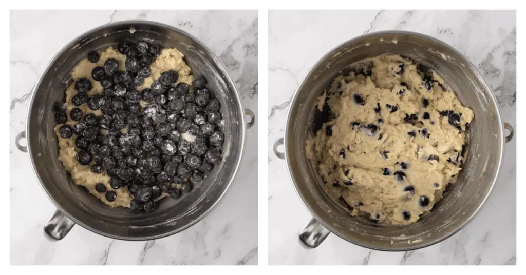 blueberries tossed in crumb cake