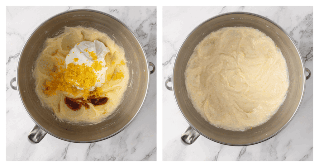 sour cream, lemon zest, and vanilla added to crumb cake batter
