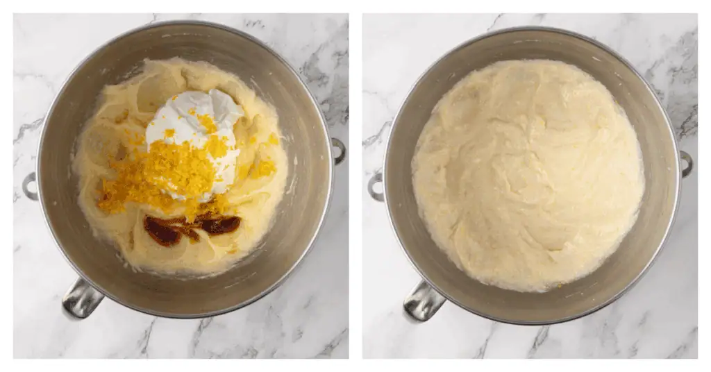 sour cream, lemon zest, and vanilla added to crumb cake batter