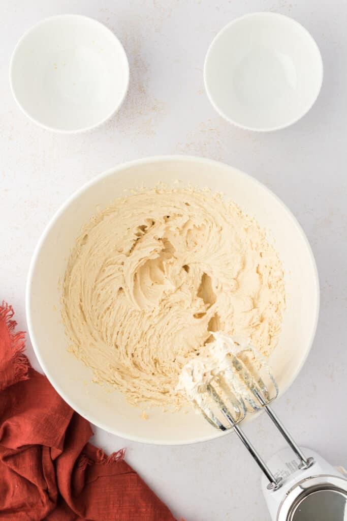 creamed butter and sugar in a bowl