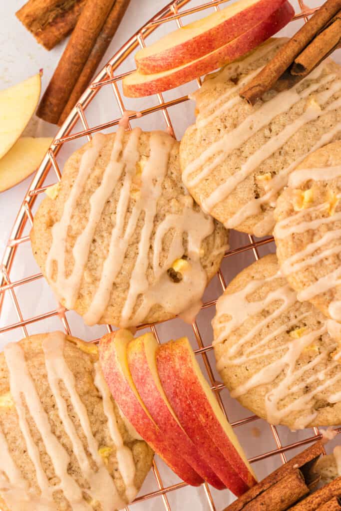 apple cider cookies on a wire rack