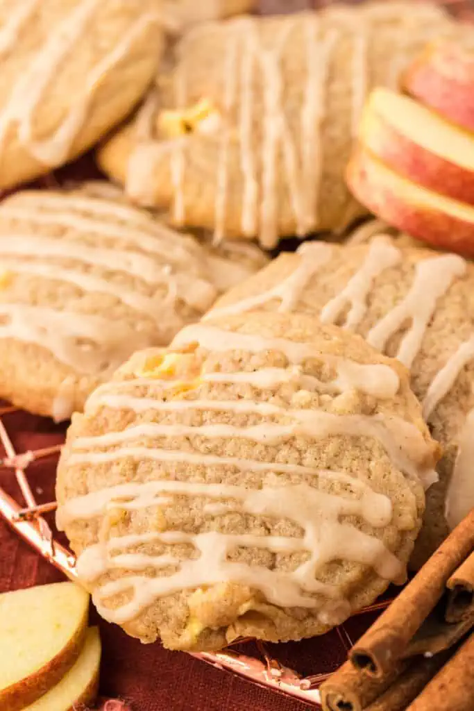 apple cider cookies on a wire rack