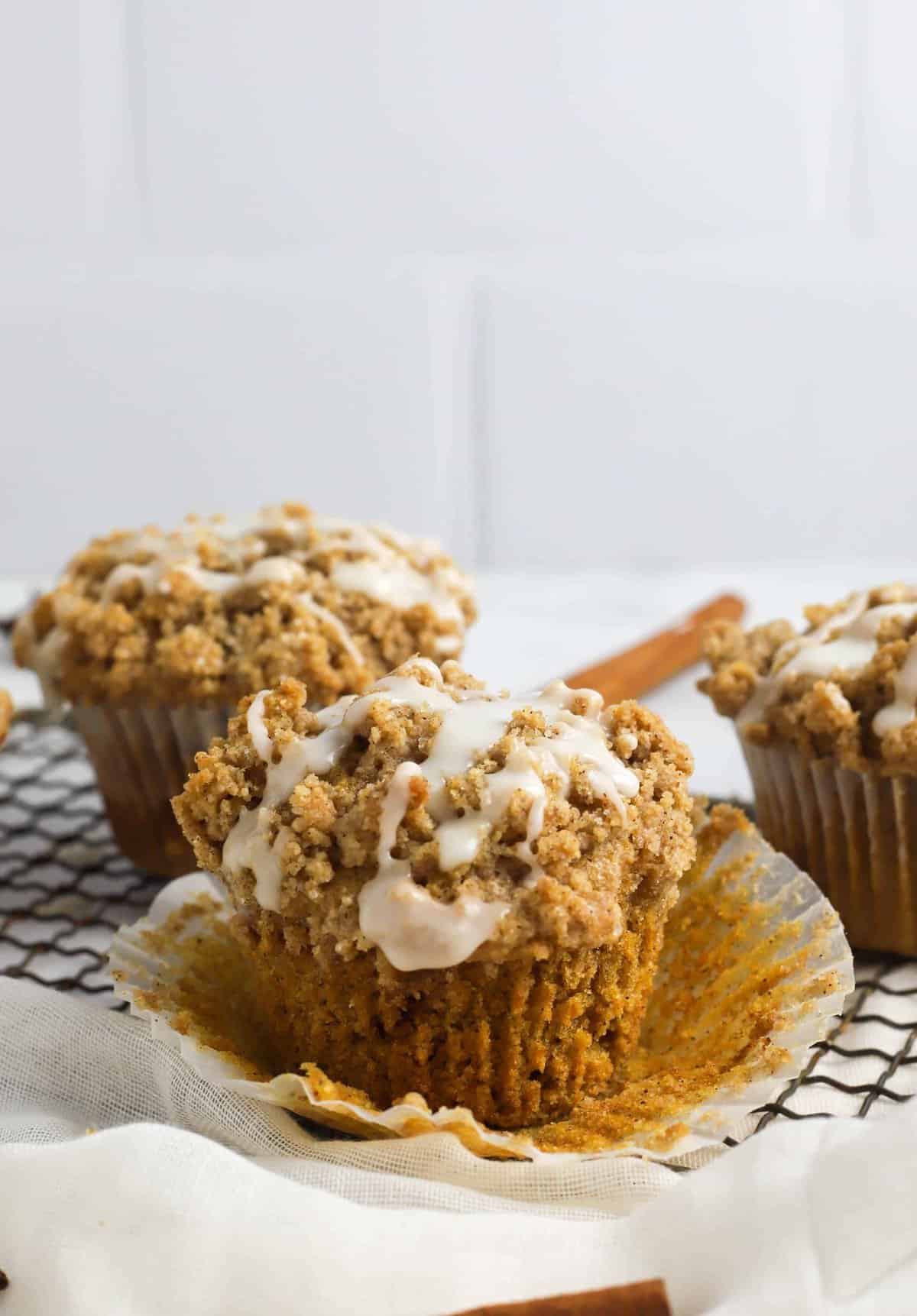 sweet potato muffin with liner peeled away