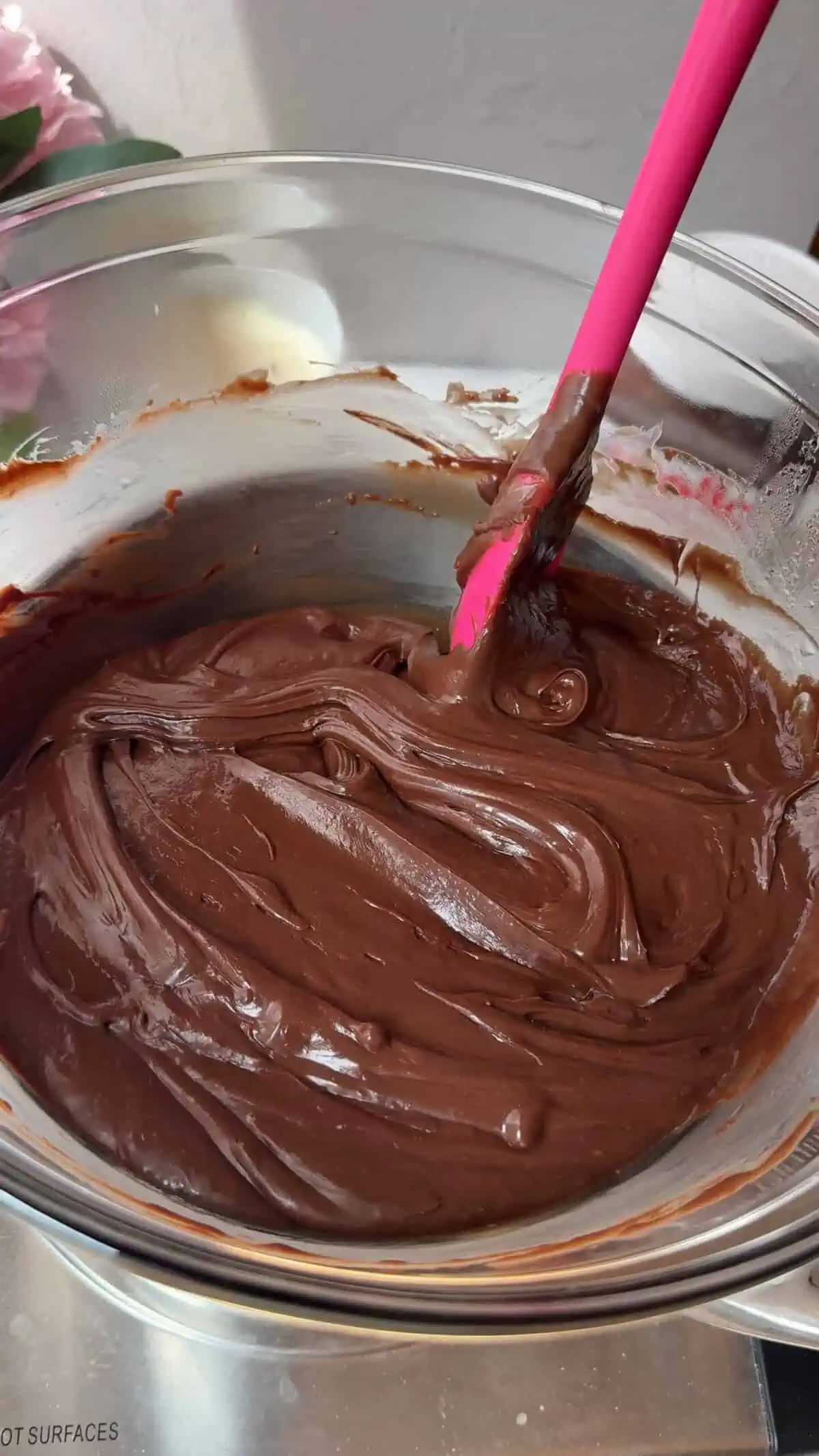 nutella fudge melted together in a bowl