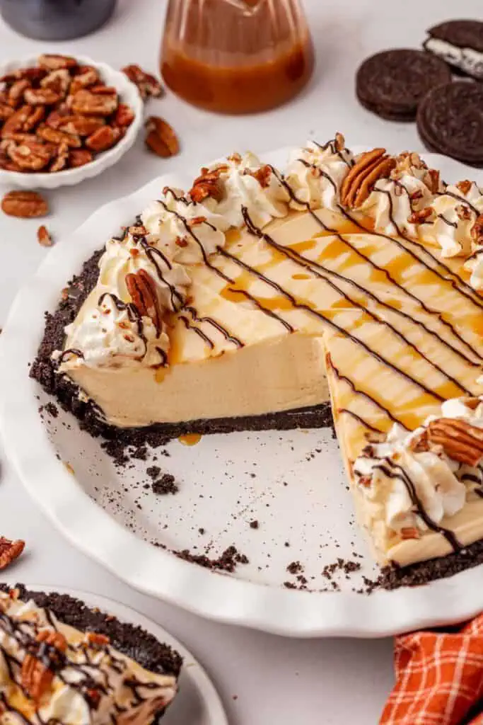 turtle pie with a slice missing